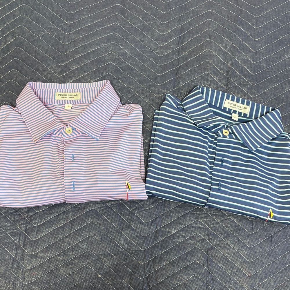 Peter Millar Men’s summer comfort Polo Shirt - Pink & Blue